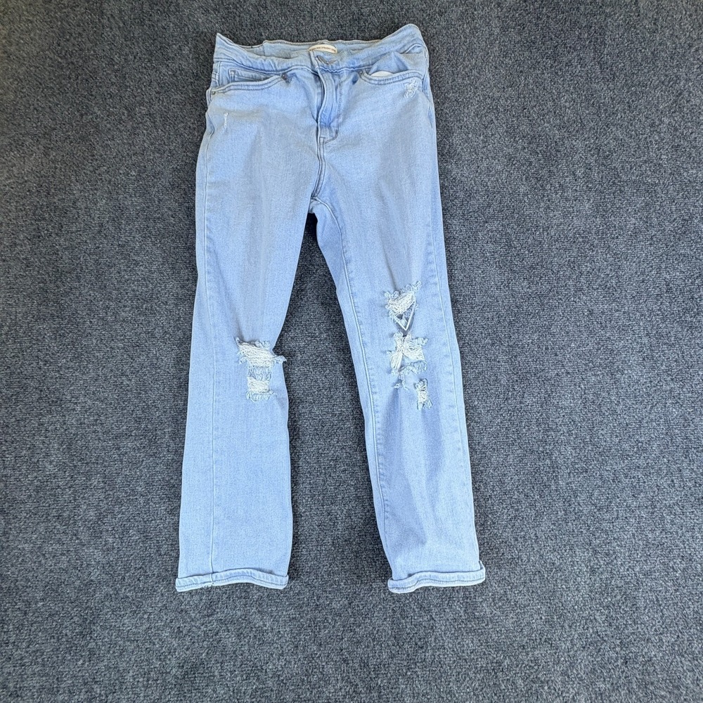 Levi's 724 Straight Crop Jeans Womens‎ 26x23 Blue Denim Distressed High Rise